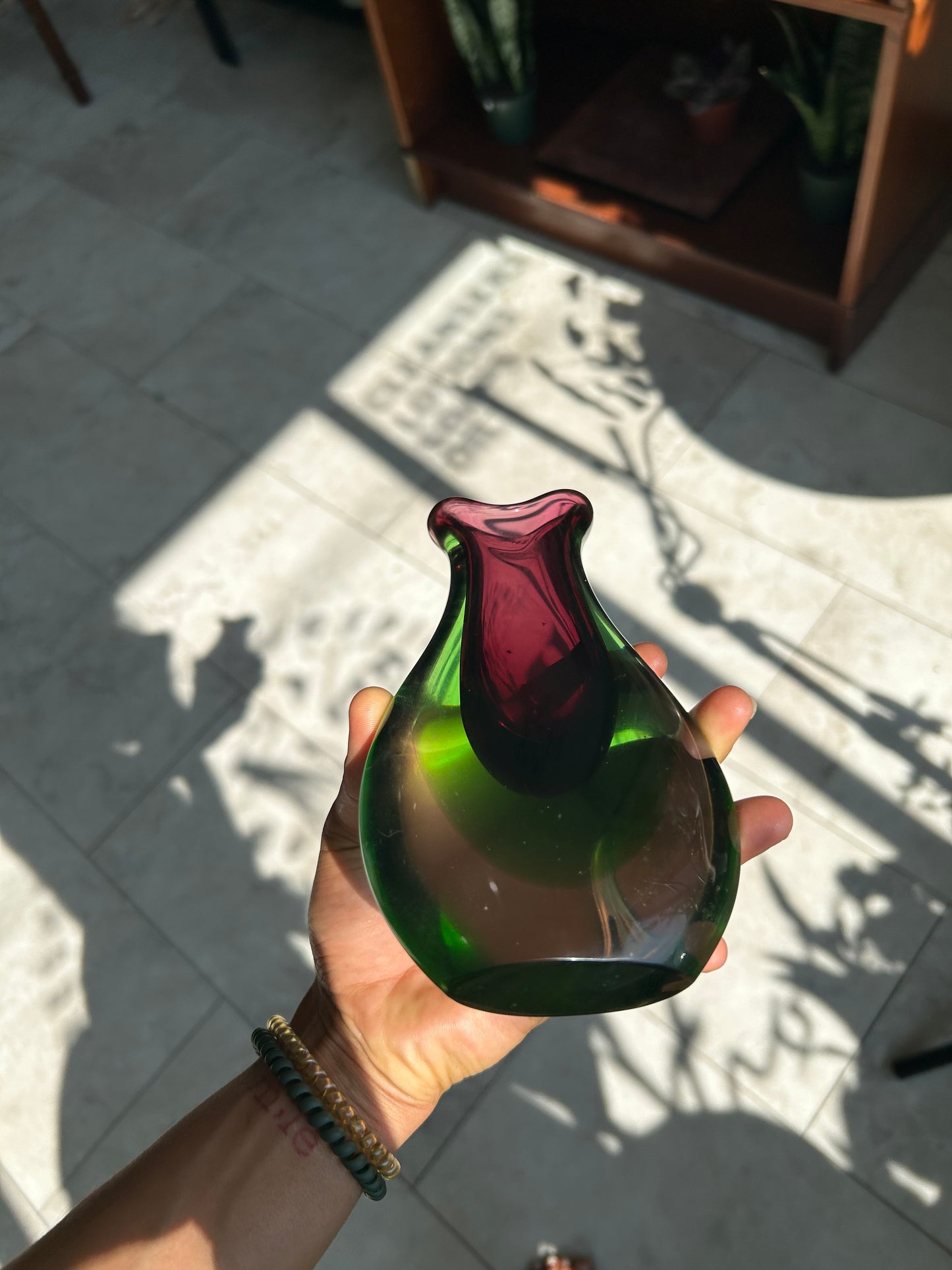 Vintage Murano-Style Sommerso Art Glass Vase