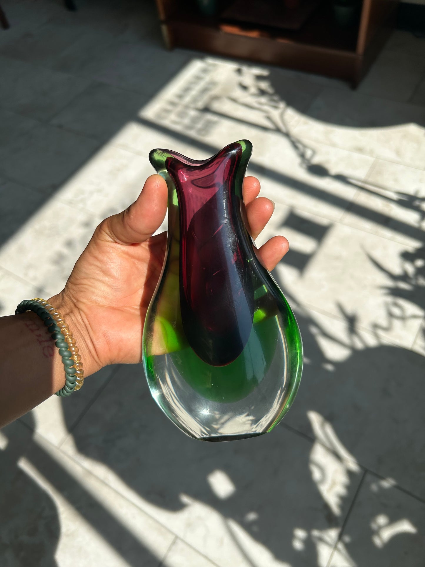 Vintage Murano-Style Sommerso Art Glass Vase