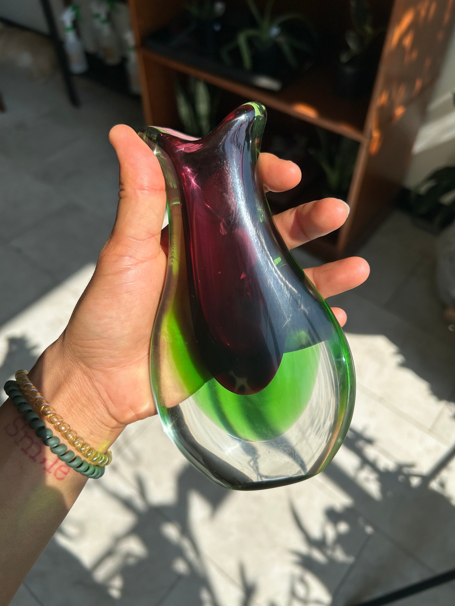 Vintage Murano-Style Sommerso Art Glass Vase