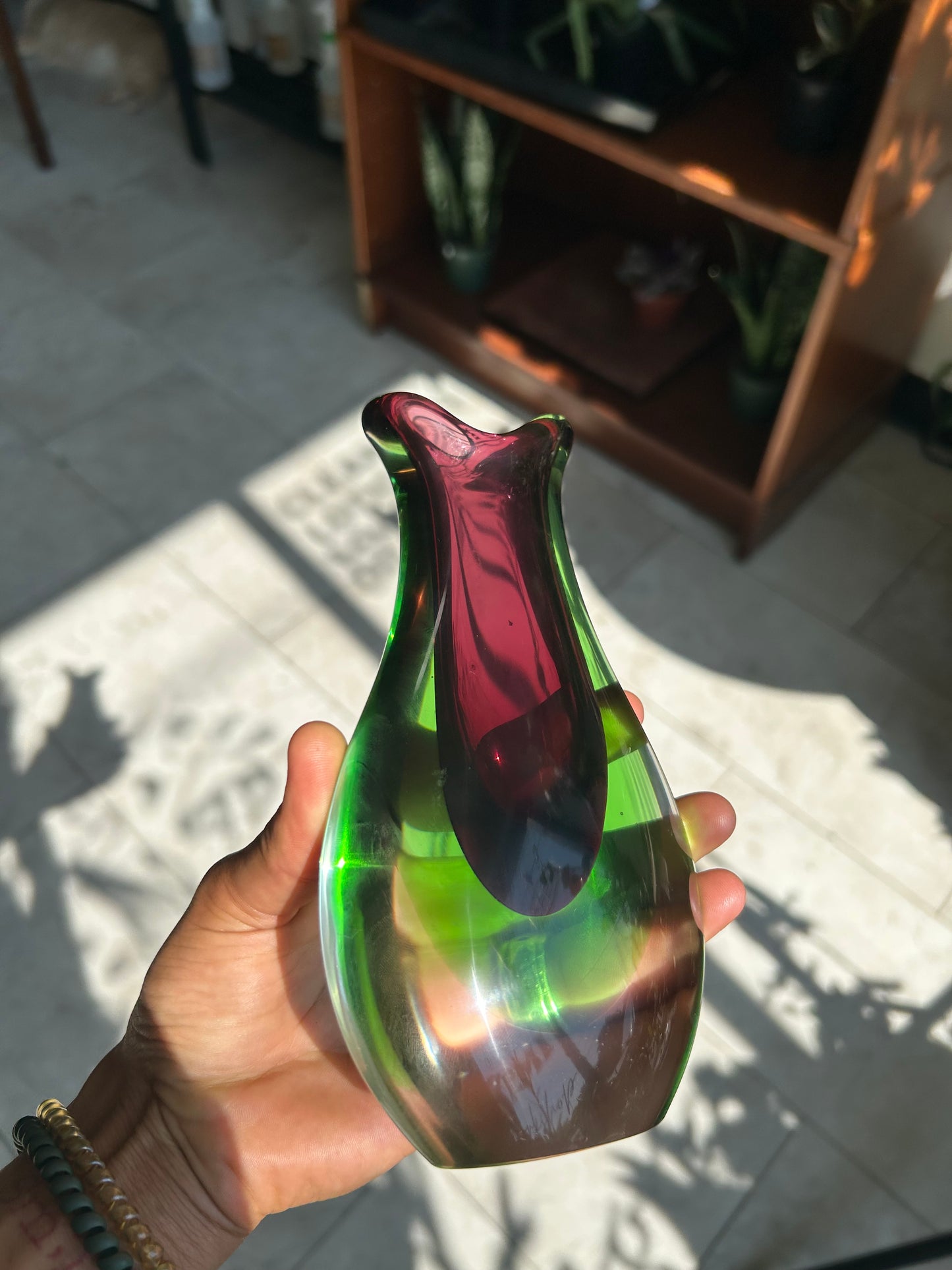 Vintage Murano-Style Sommerso Art Glass Vase