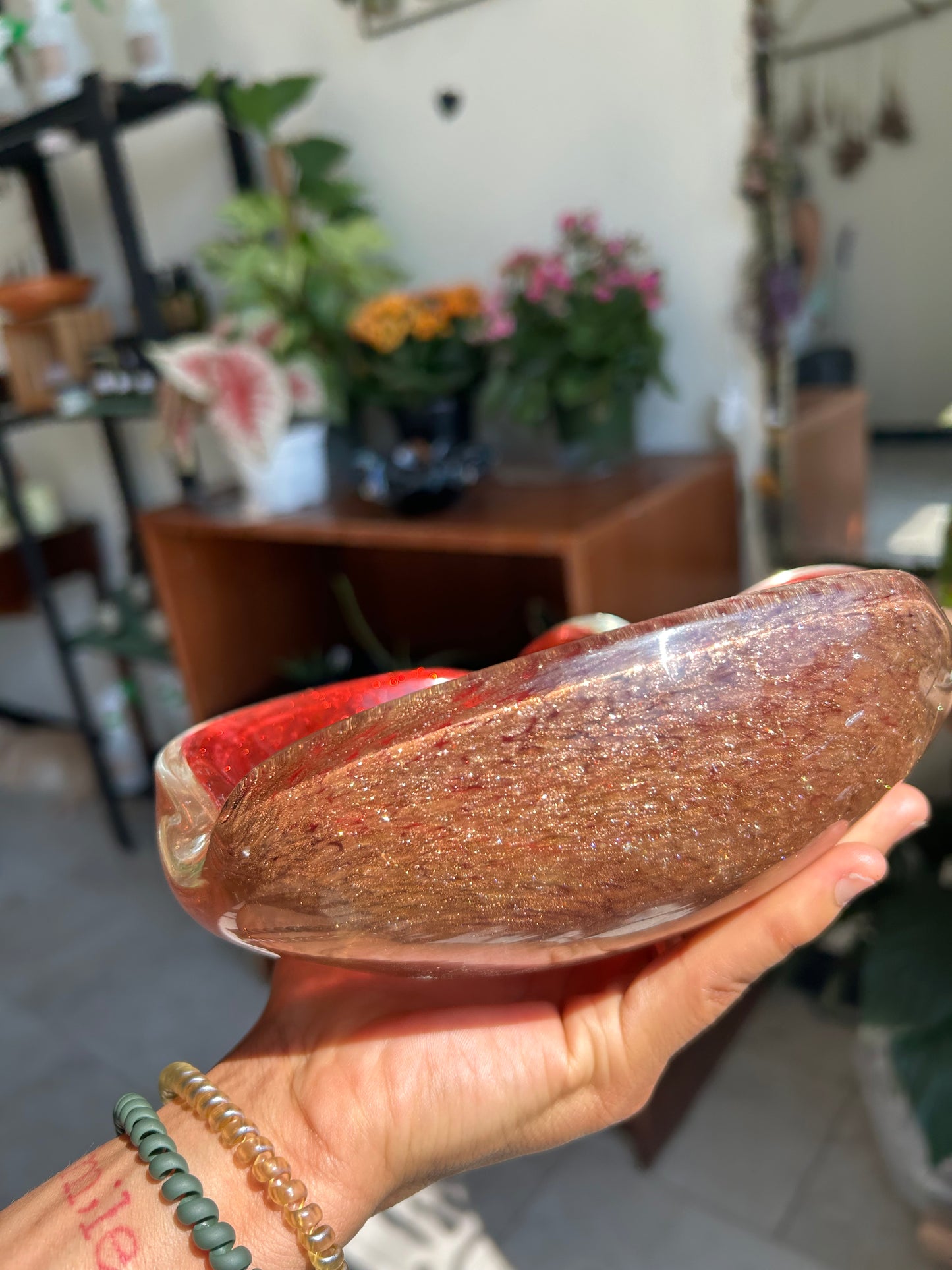 Heart-Shaped Murano-Style Aventurine Bowl