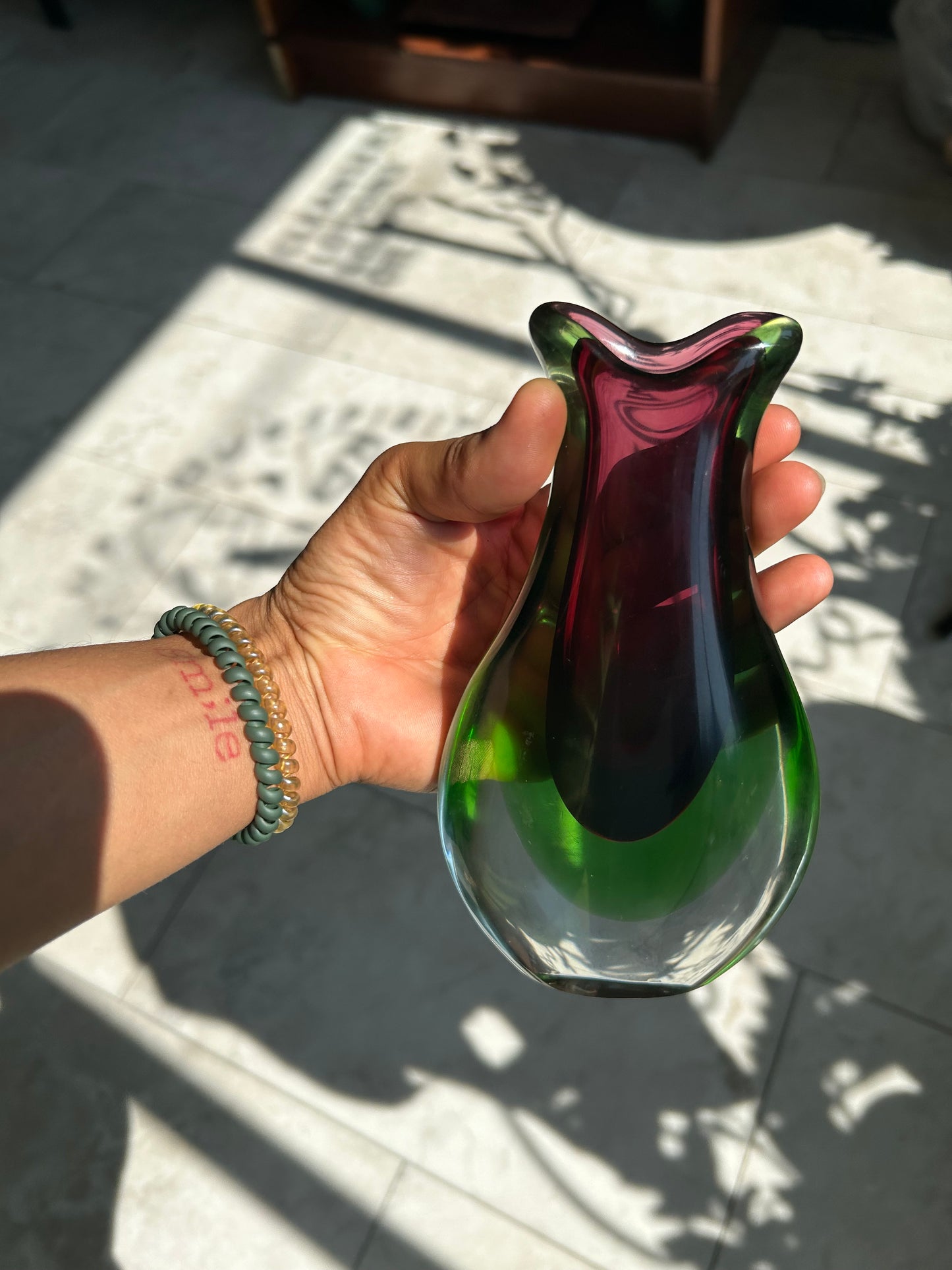 Vintage Murano-Style Sommerso Art Glass Vase