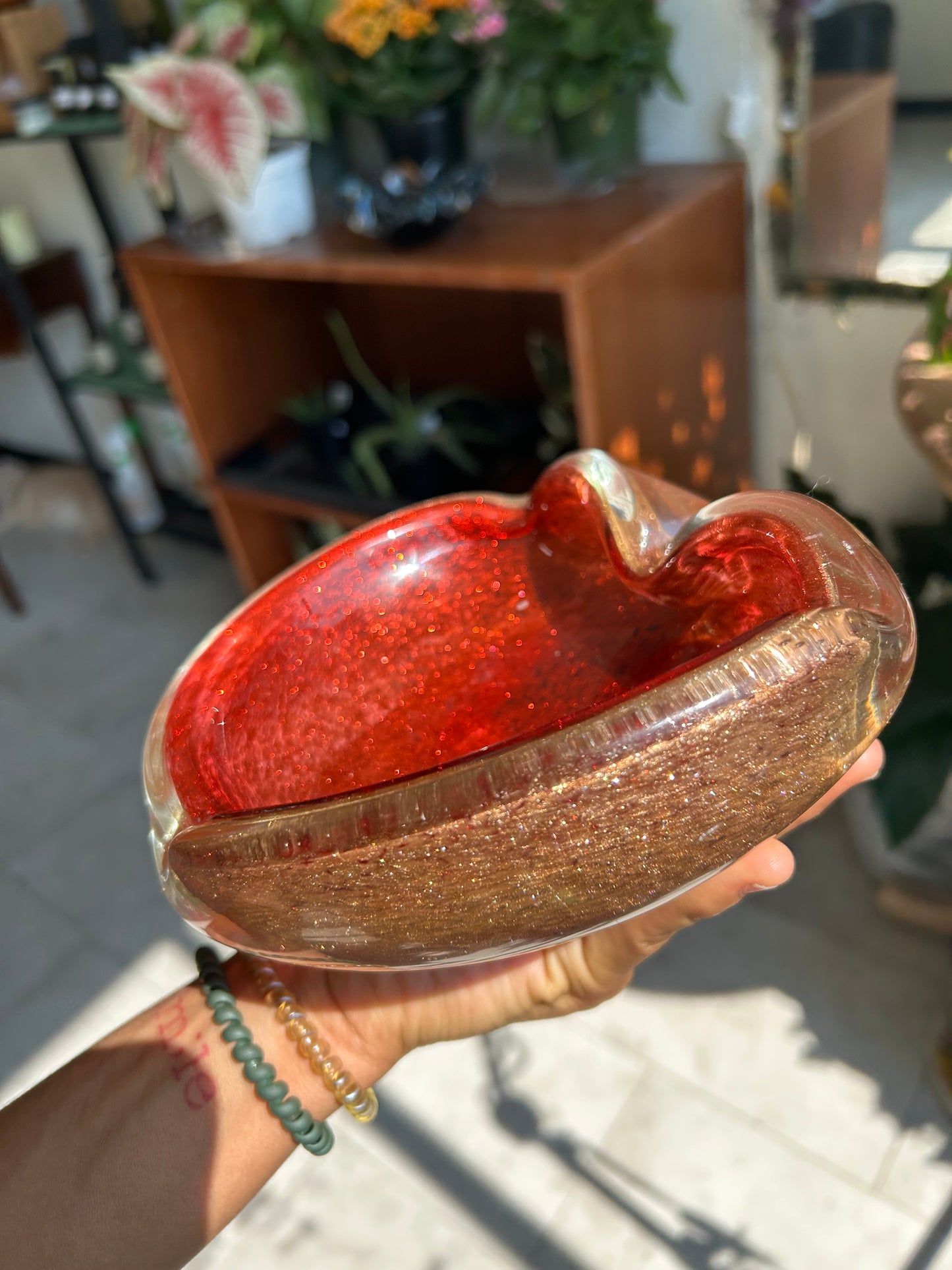 Heart-Shaped Murano-Style Aventurine Bowl