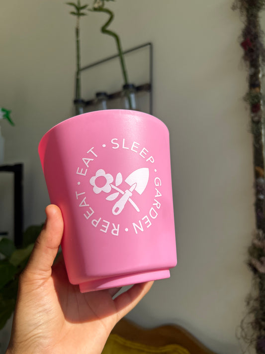 Eat Sleep Garden Repeat Pink Pot