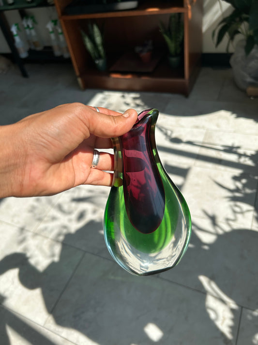 Vintage Murano-Style Sommerso Art Glass Vase