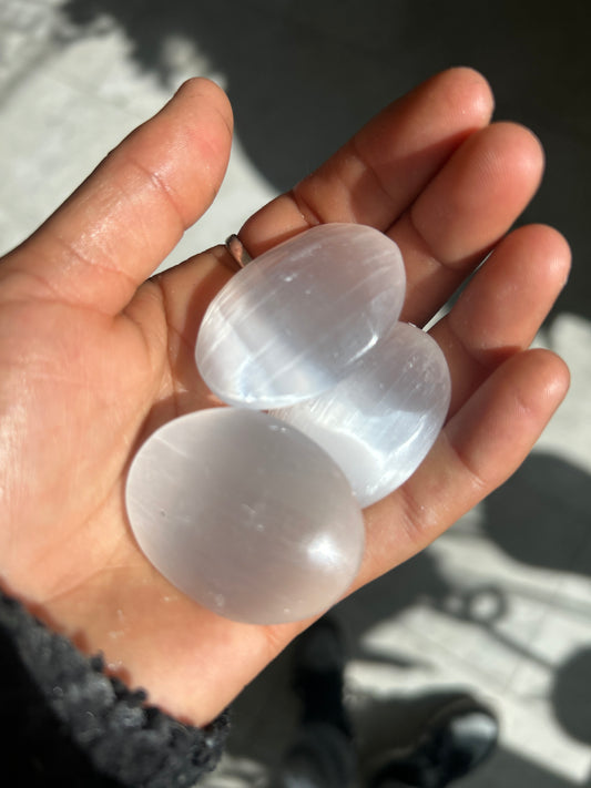 Selenite Palm Stones