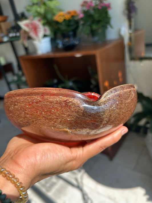Heart-Shaped Murano-Style Aventurine Bowl