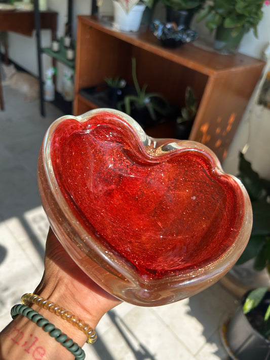 Heart-Shaped Murano-Style Aventurine Bowl