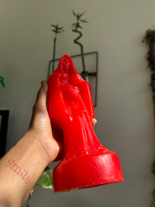 Red Santa Muerte Candle – 10–11 inches