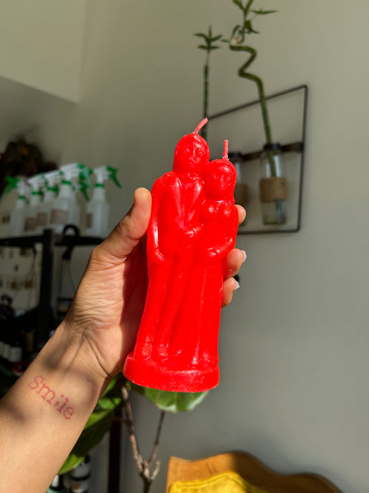 Red Bride & Groom Love Candle – 6 inches